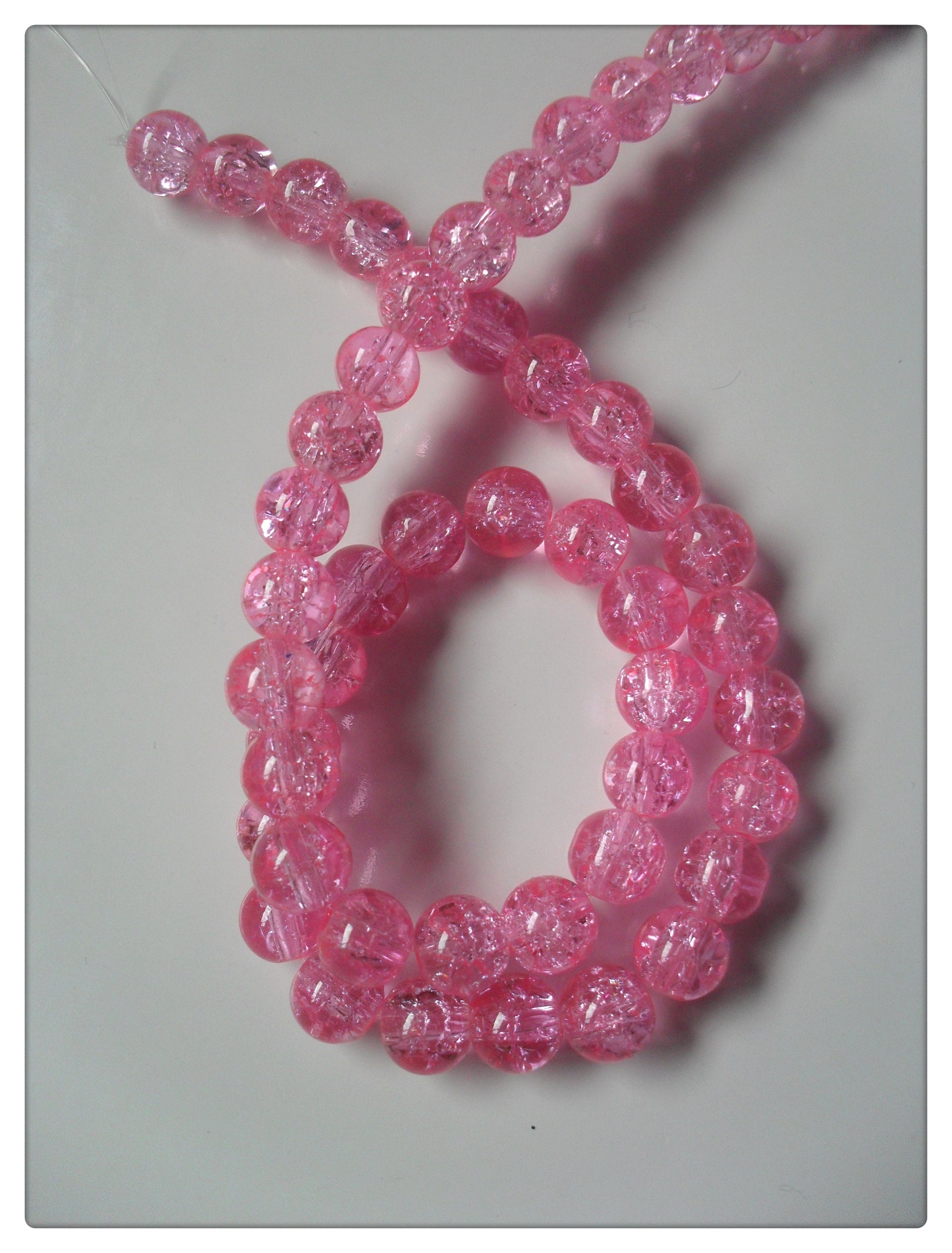 8mm crackle glass beads - pale pink