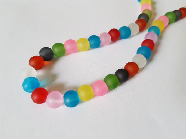 frosted glass beads - 8mm 