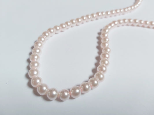 6mm glass pearl beads - palest pink