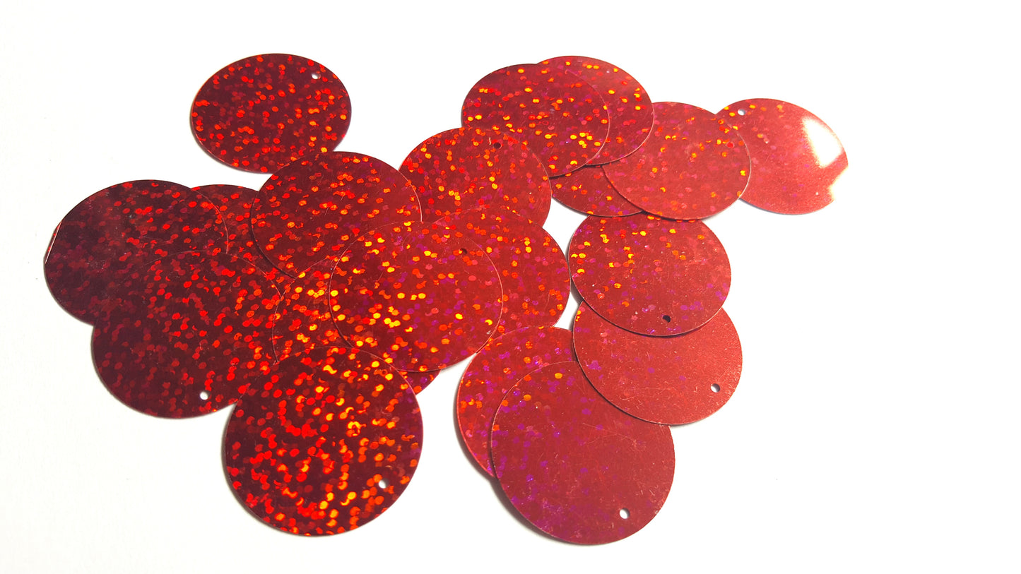 29mm holographic disc sequins - red