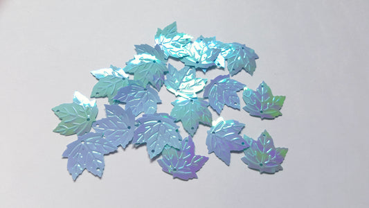 22mm AB maple leaf sequins - blue