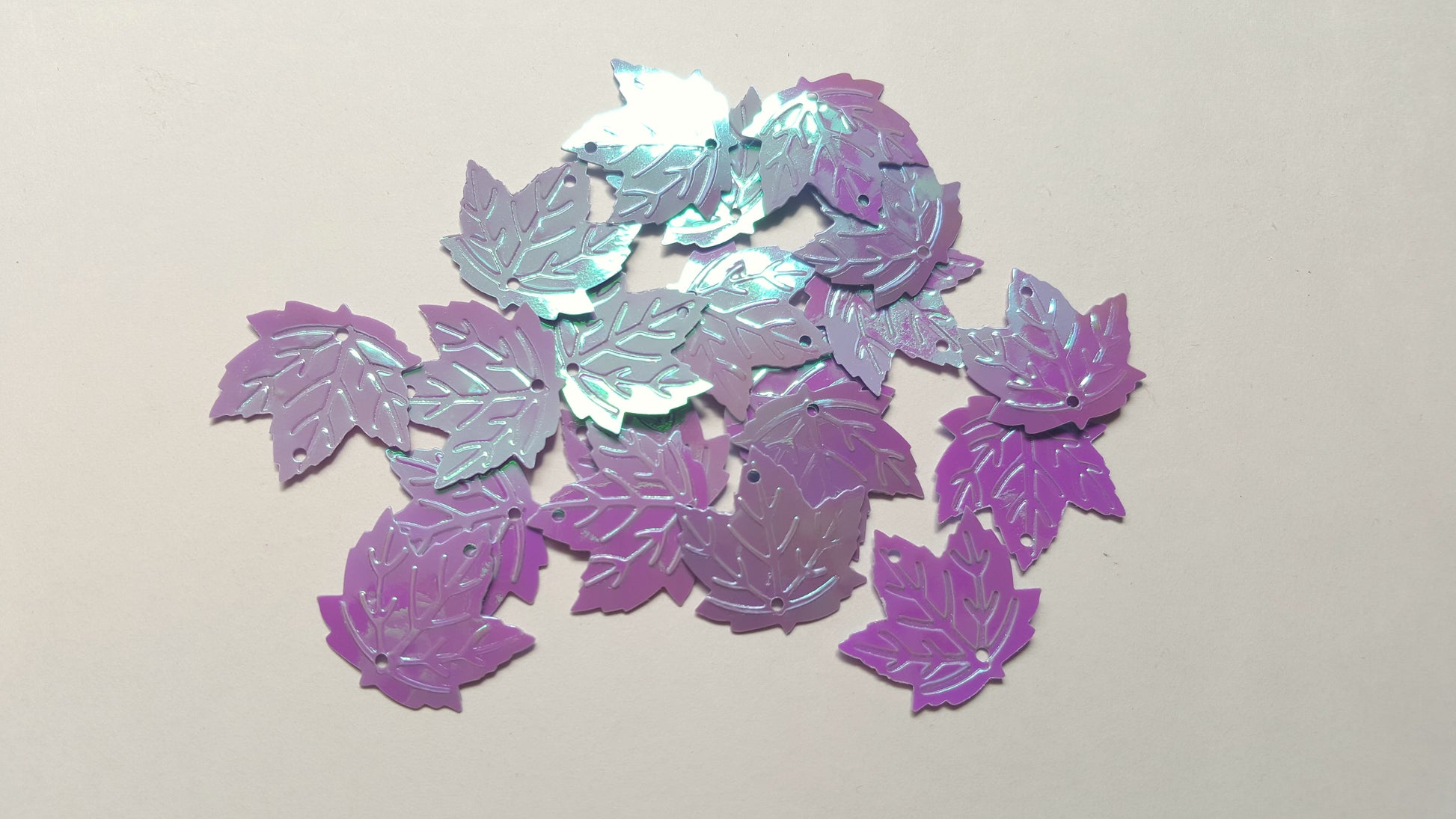 22mm AB maple leaf sequins - lilac