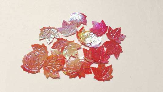 22mm AB maple leaf sequins - red