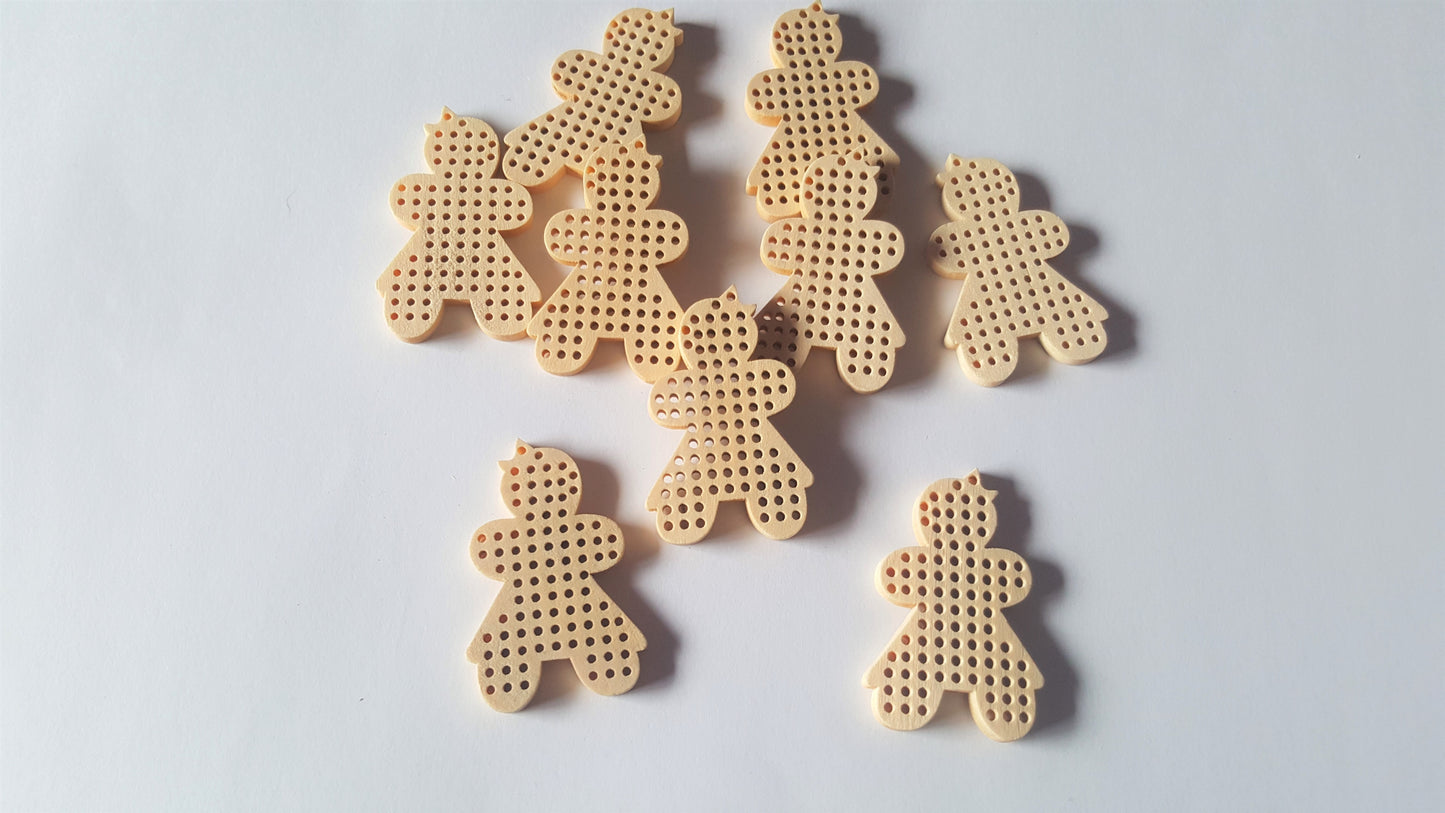 wooden cross stitch pendant - gingerbread man 