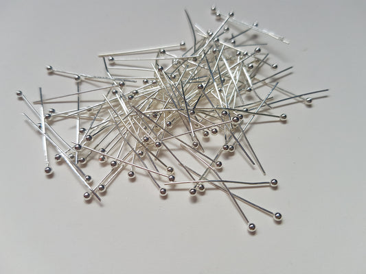 25mm silver plated ball headpins