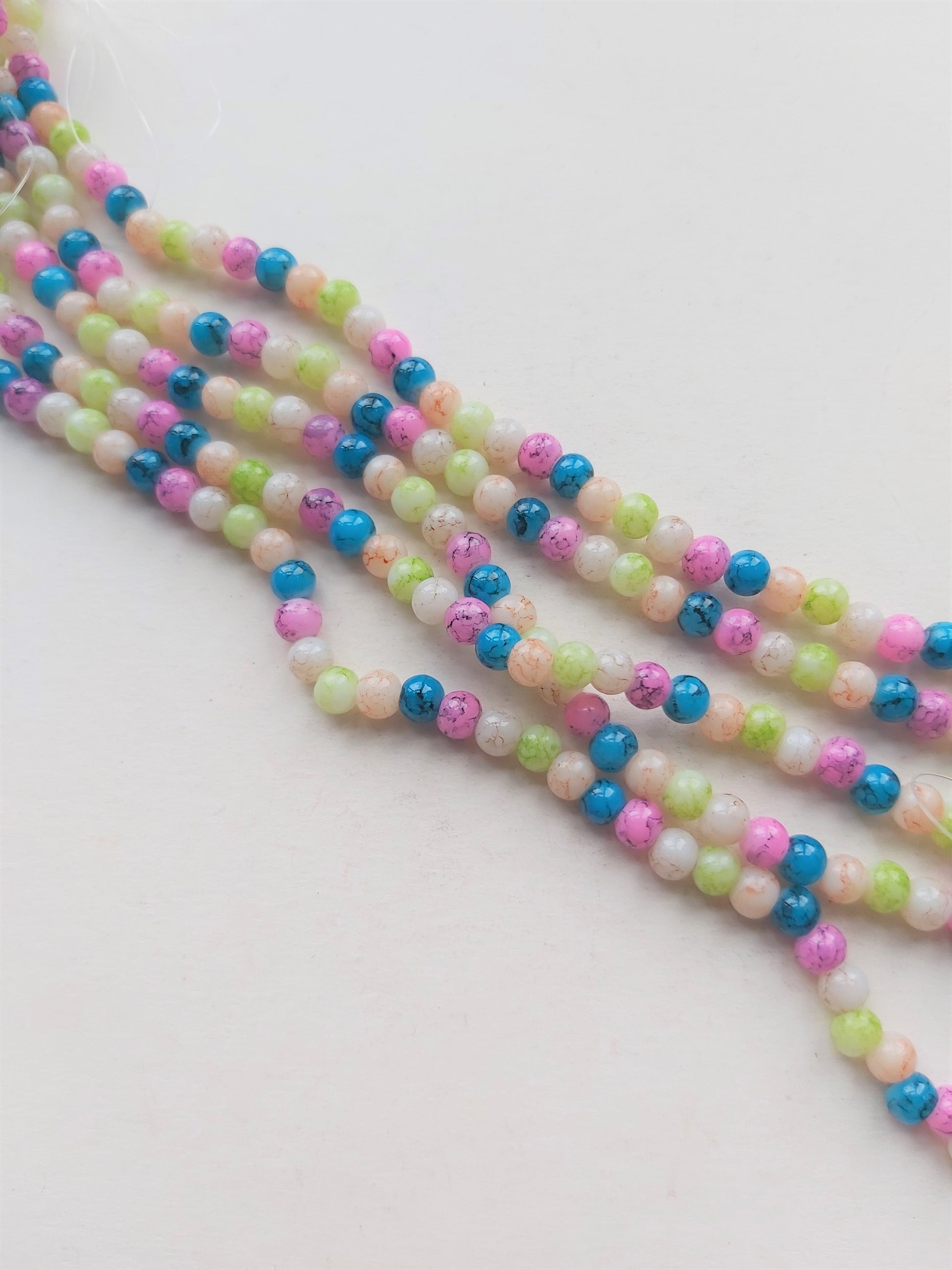 4mm mottled stone effect glass beads - mixed colour