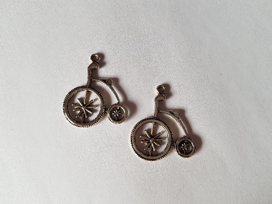 31mm silver plated penny farthing pendants