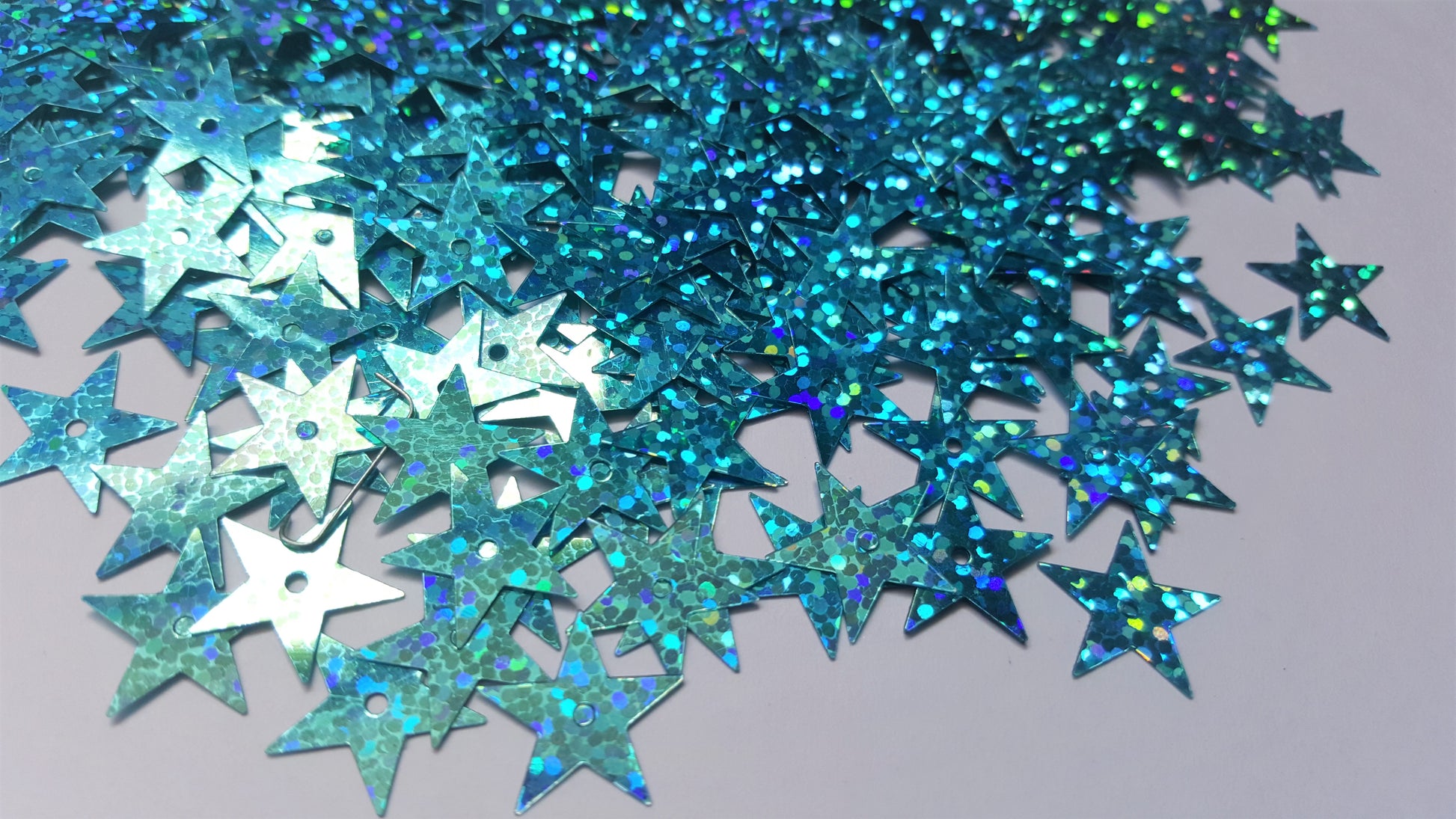 15mm holographic blue star sequins