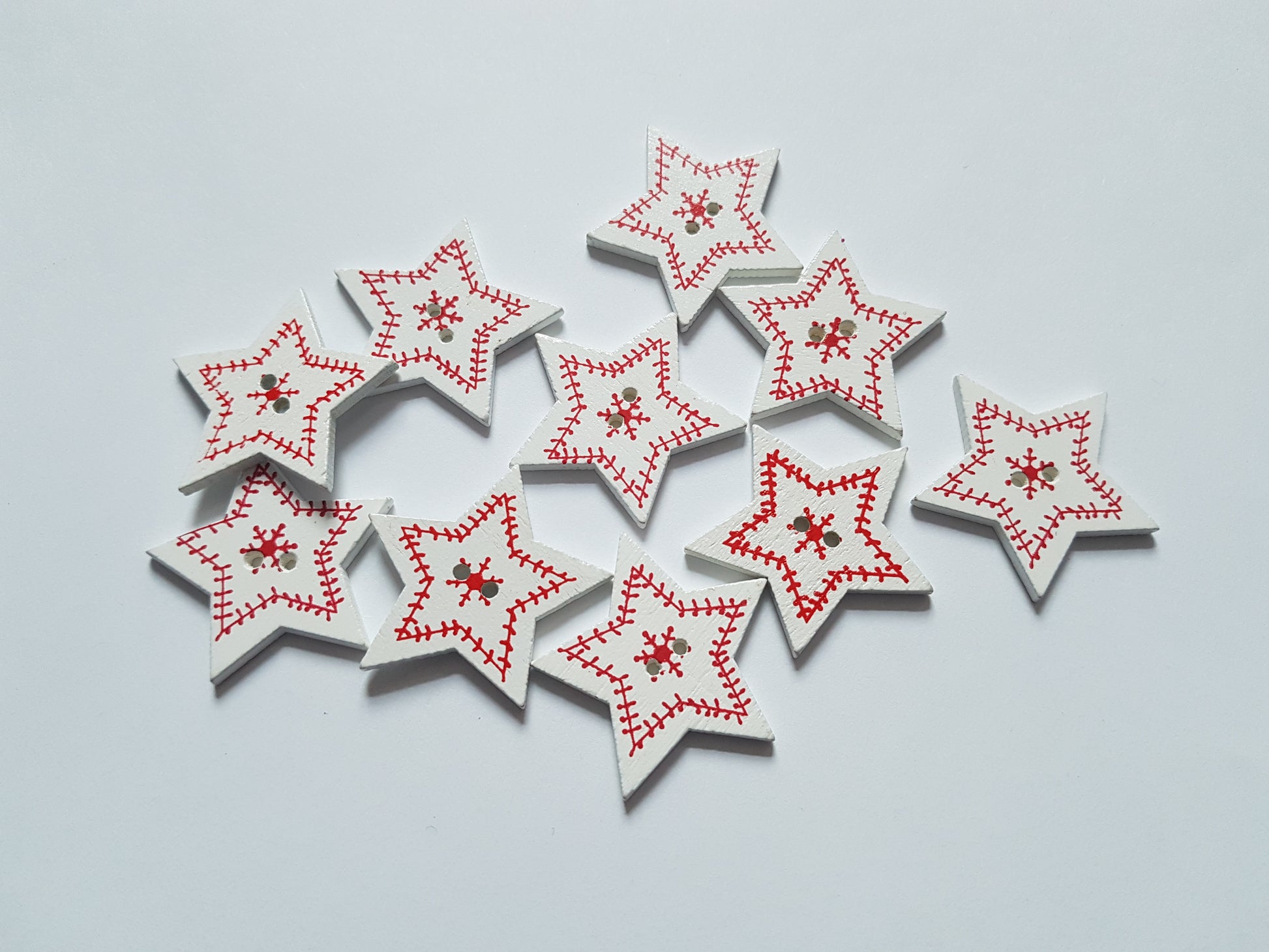 33mm wooden christmas star buttons