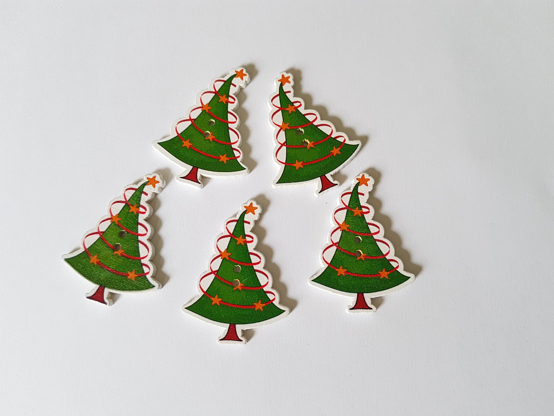 42mm wooden christmas tree buttons