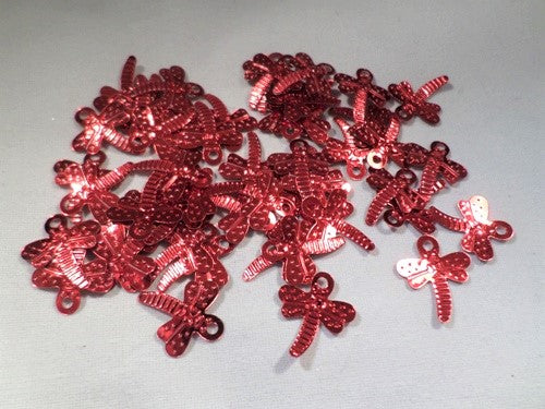 18mm dragonfly sequins - red