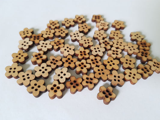 11mm 4-hole wooden flower buttons