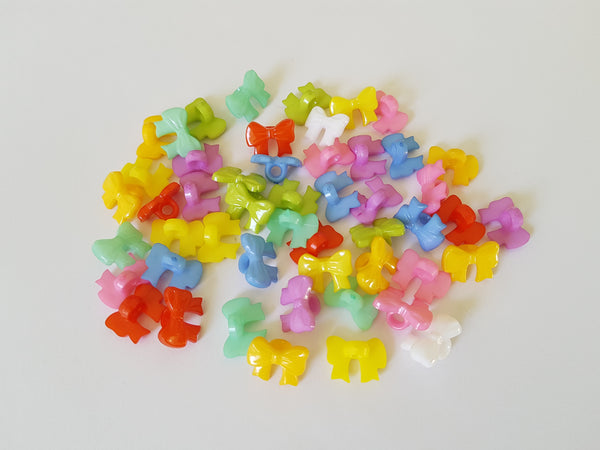 14mm acrylic bow buttons - mixed colour
