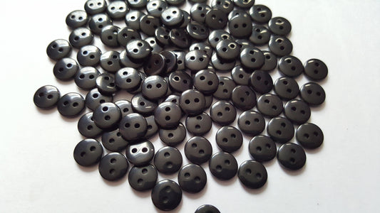 9mm resin round buttons - black