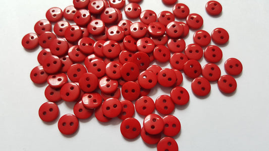 9mm resin round buttons - red