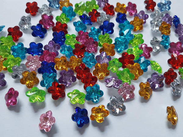 12mm acrylic rhinestone flower buttons - mixed colour