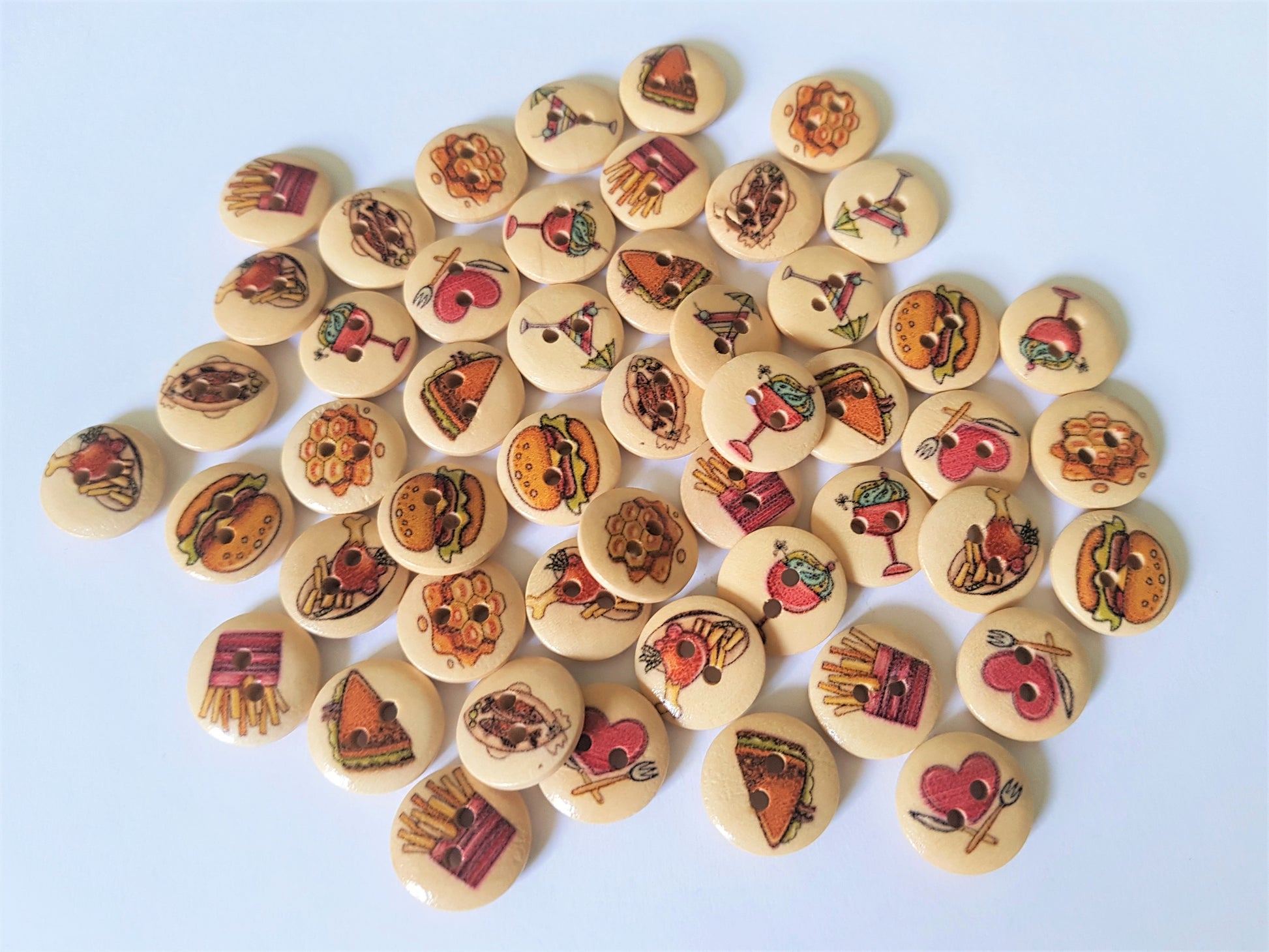 15mm wooden food & drink buttons