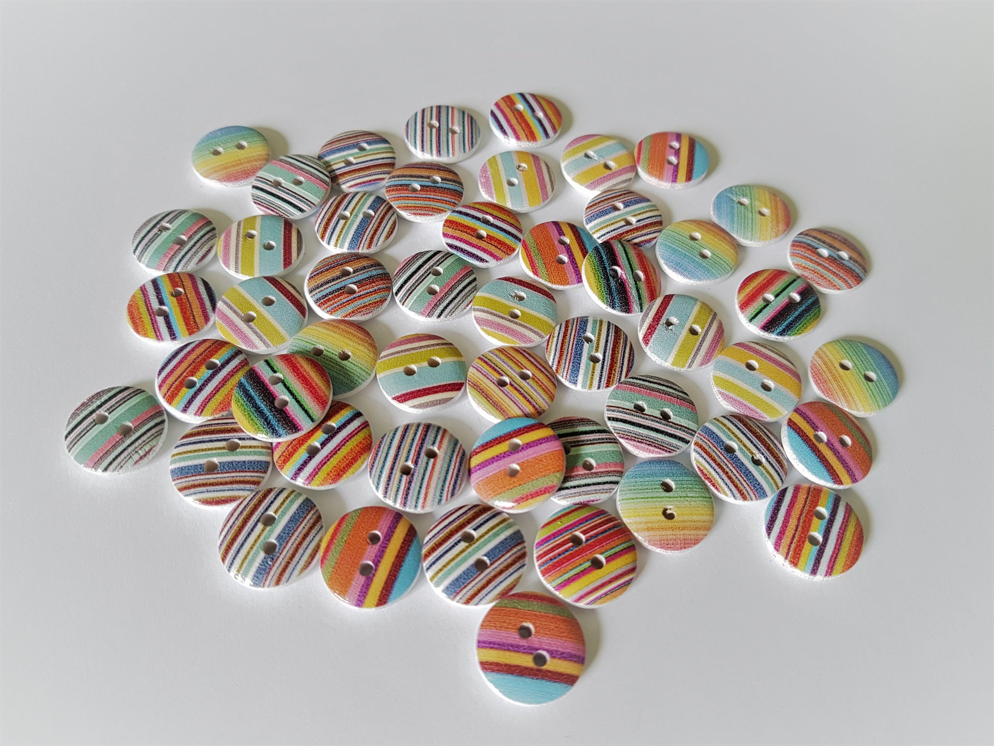 15mm wooden stripe buttons - mixed