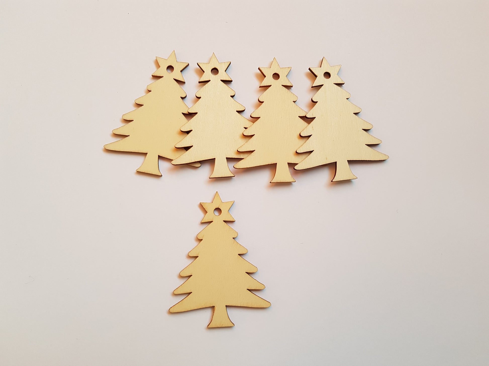 70mm wooden christmas tree shapes