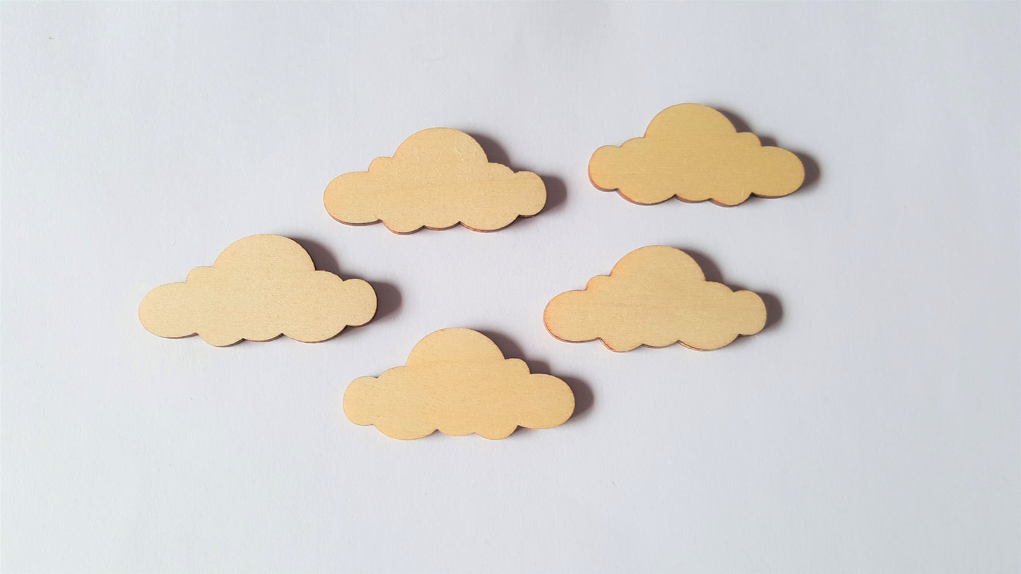 50mm wooden cloud shapes