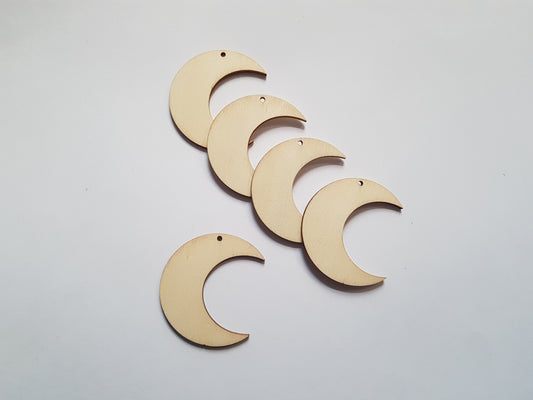 50mm wooden moon shapes