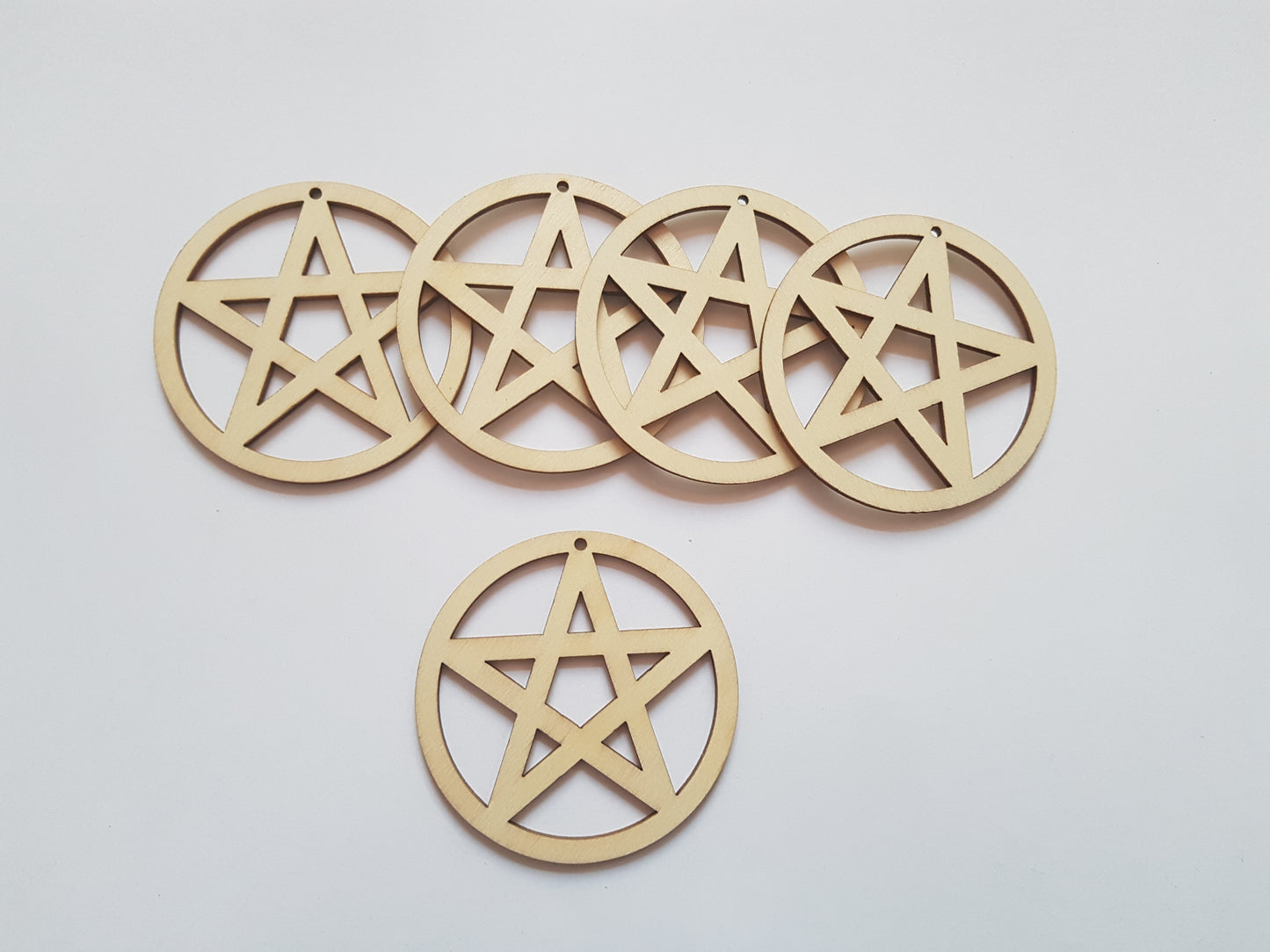 60mm wooden pentagram shapes