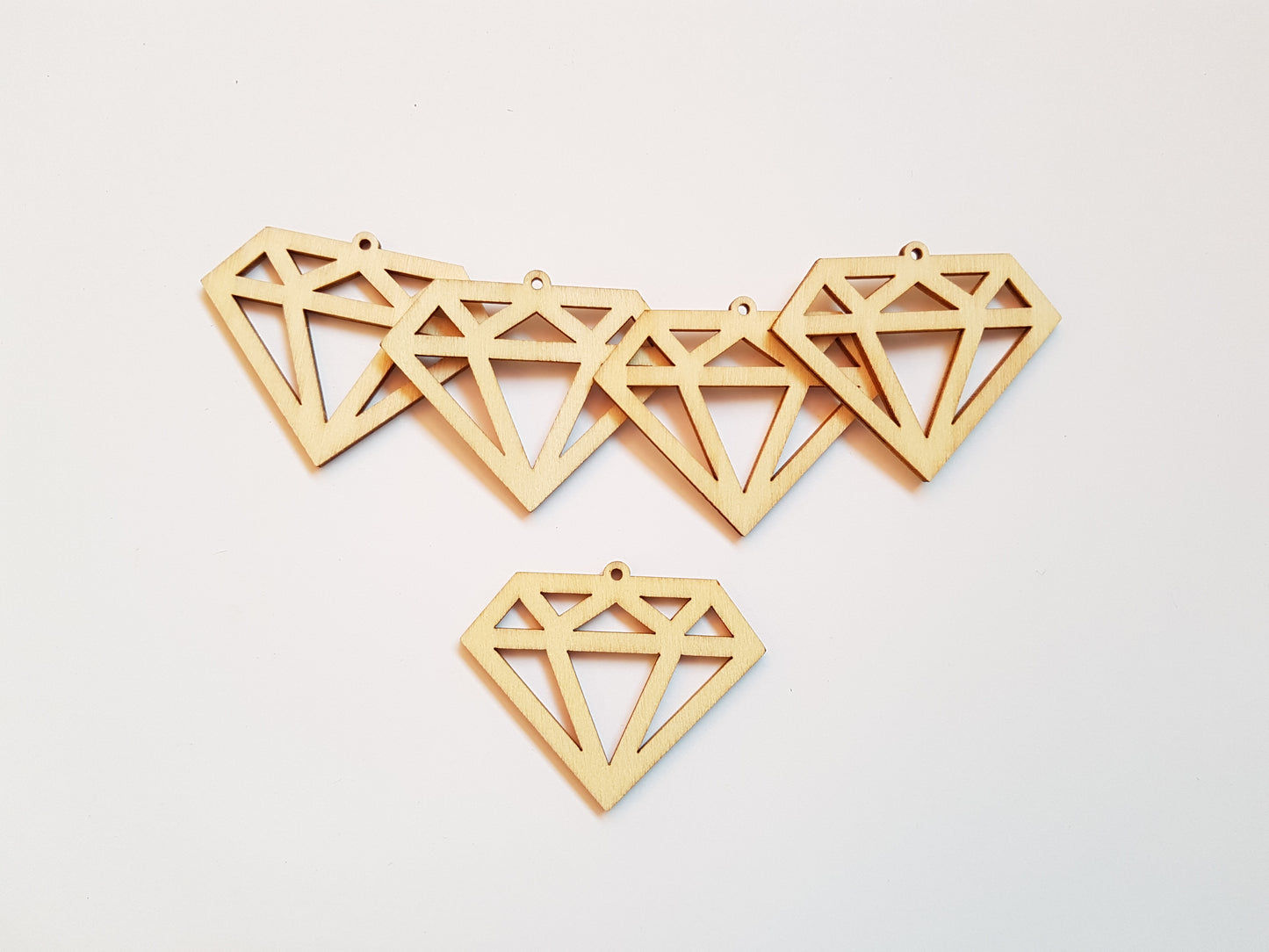 55mm wooden diamond gem shapes