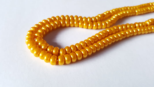 glass pearl rondelle beads - golden