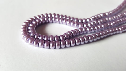 glass pearl rondelle beads - lilac