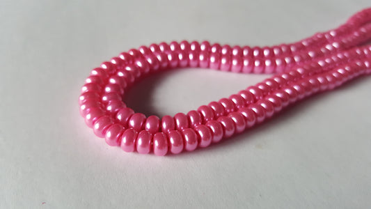 glass pearl rondelle beads - pink