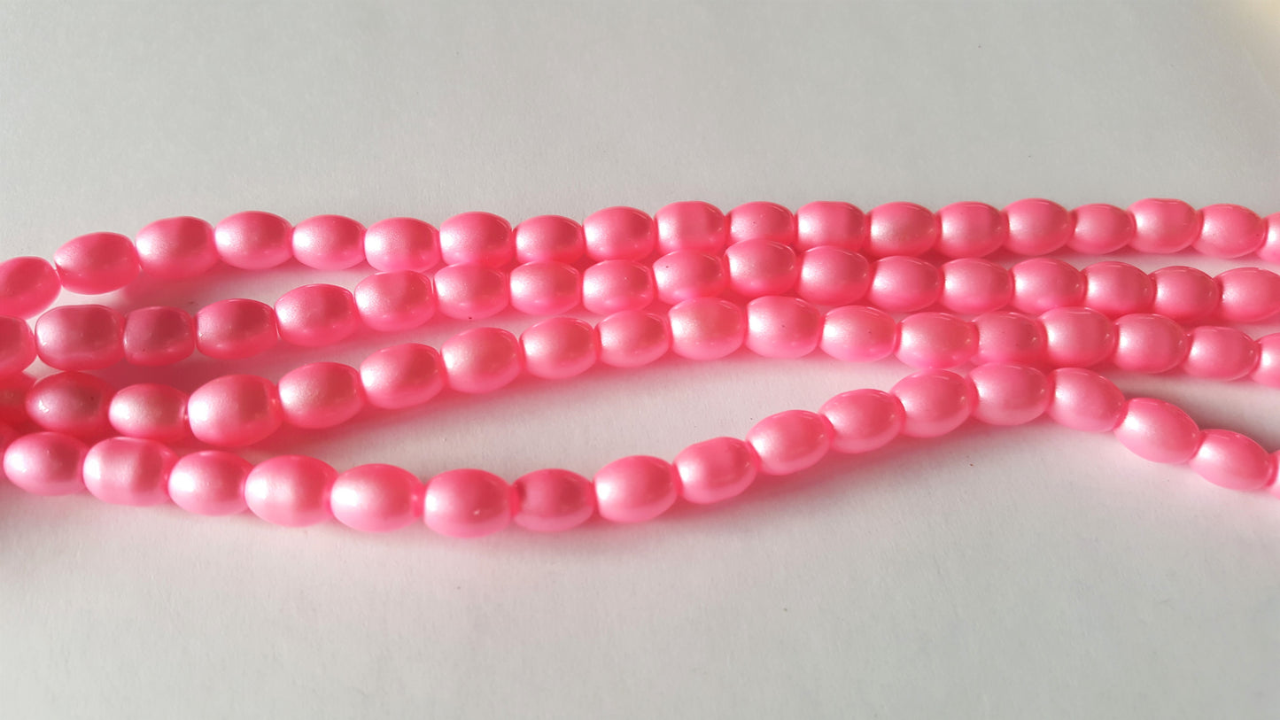 sprayed glass oval beads - pastels - pink 