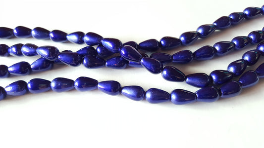 metallic drop beads - blue 