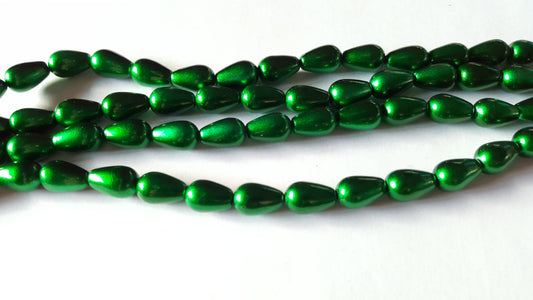 metallic drop beads - green