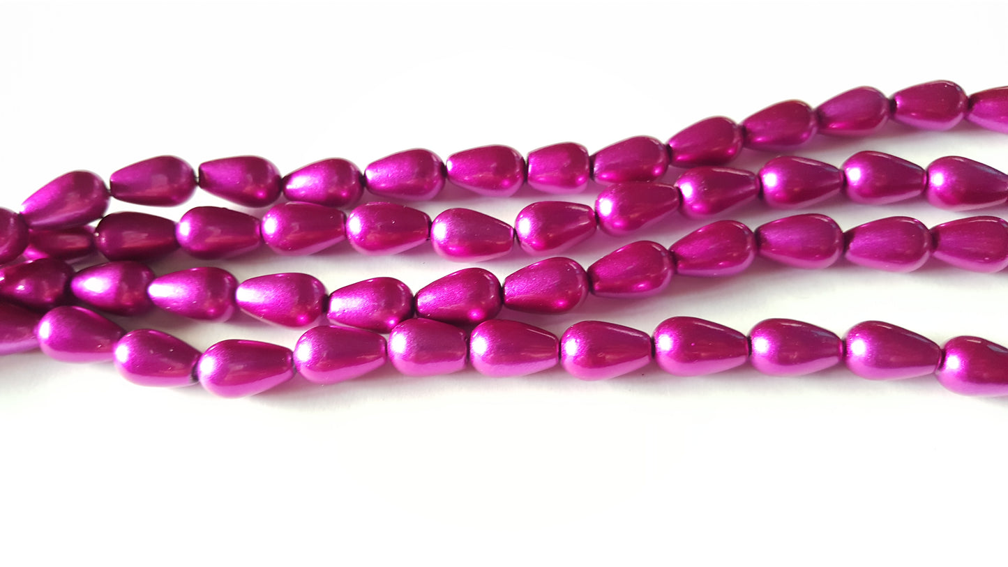 metallic drop beads - pink