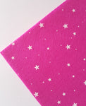 printed stars felt - bright pink