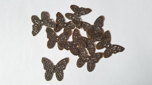 32mm antique bronze butterfly pendants