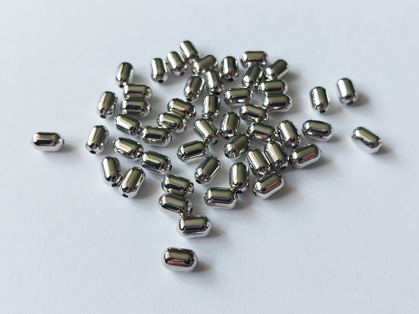 iron spacer beads - rice - 8mm - silver tone 