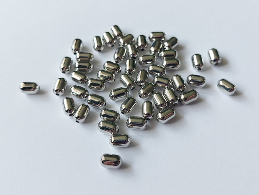 iron spacer beads - rice - 8mm - silver tone 