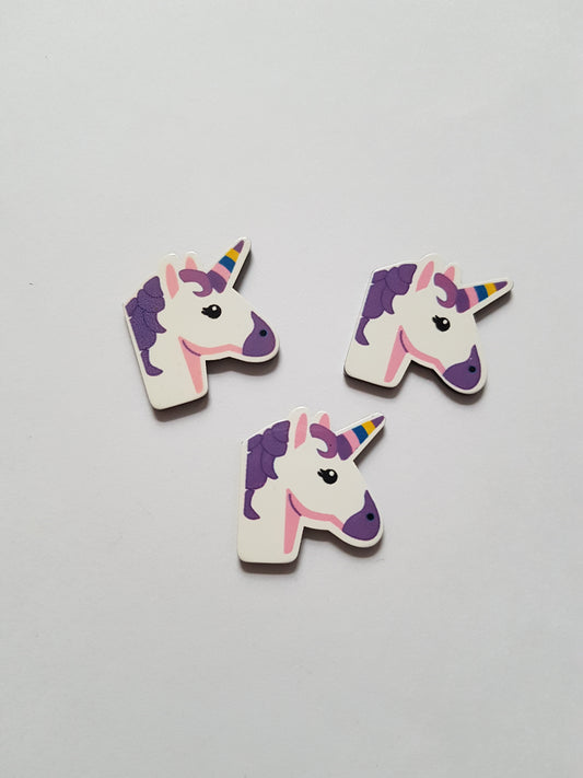 3 x Resin Flatbacks - 25mm - Unicorn