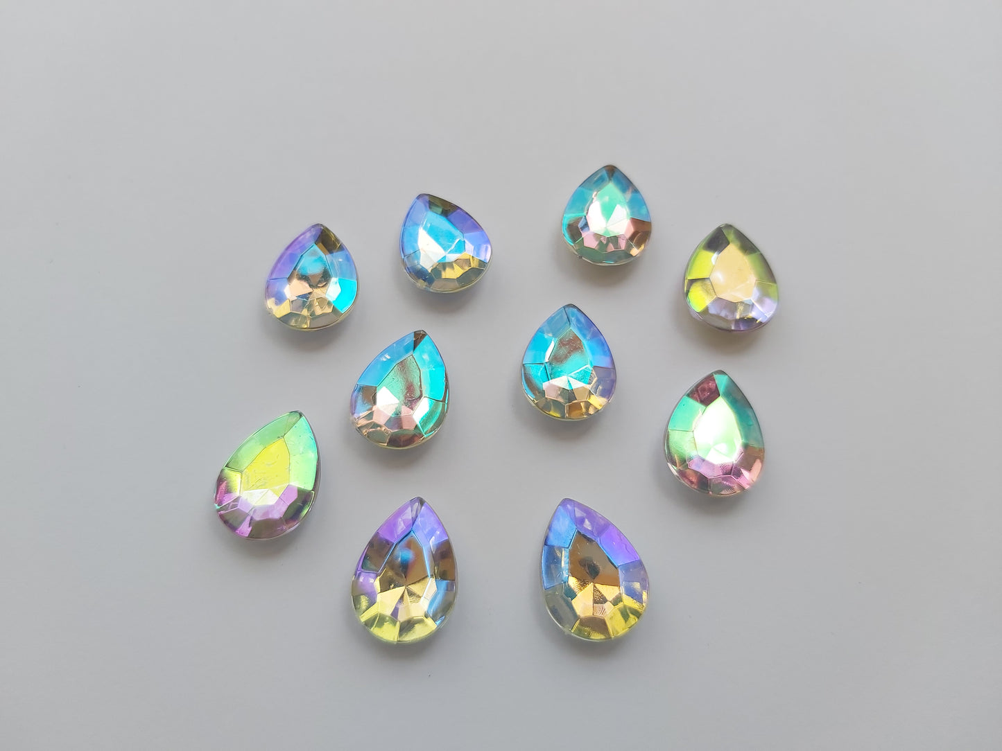 18mm AB plated acrylic teardrop rhinestones - clear