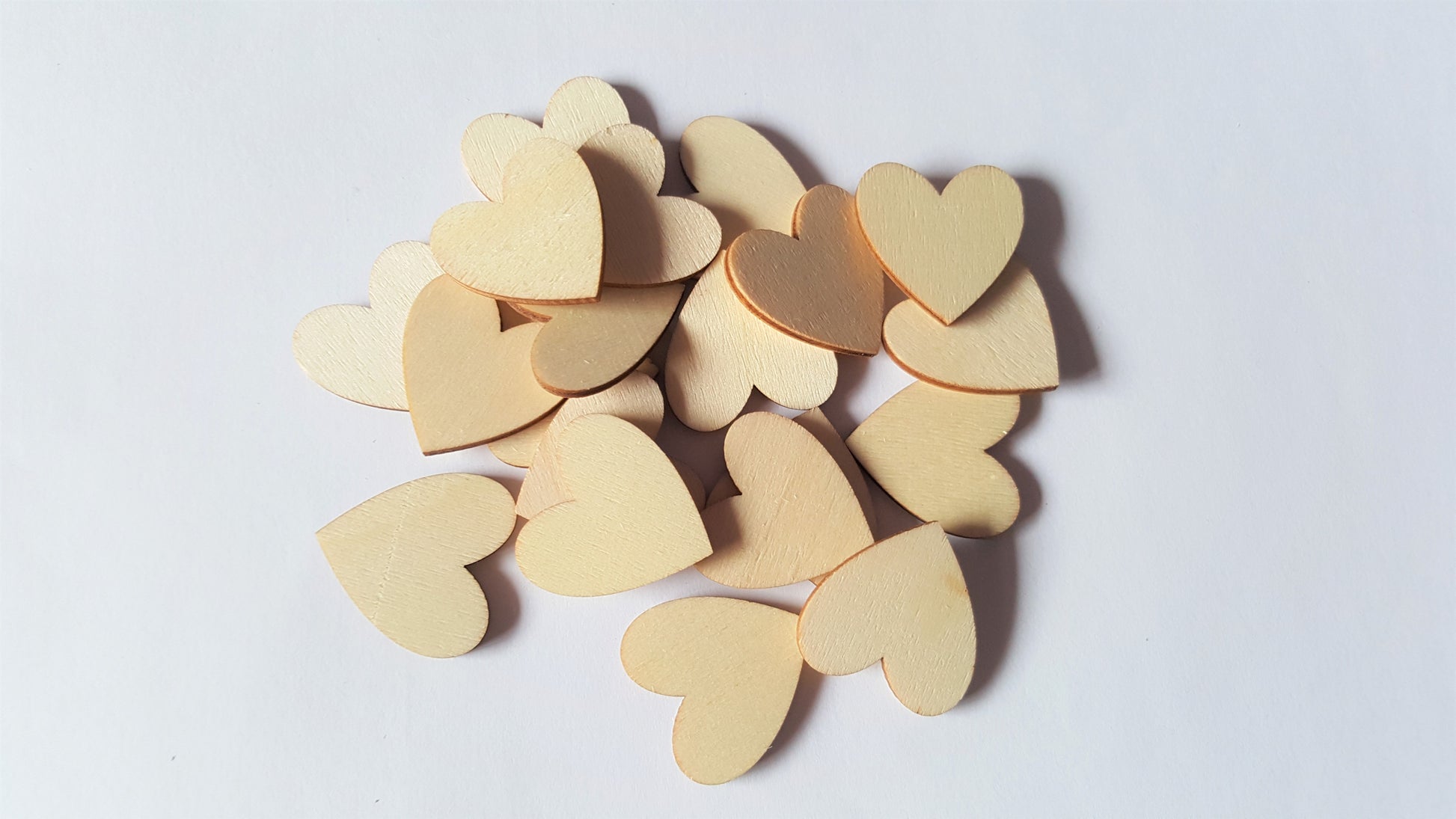 30mm wooden heart shapes