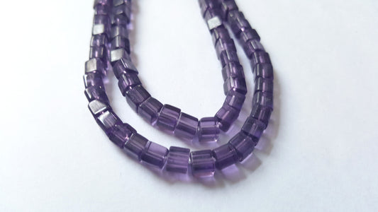 4mm glass cube beads - purple