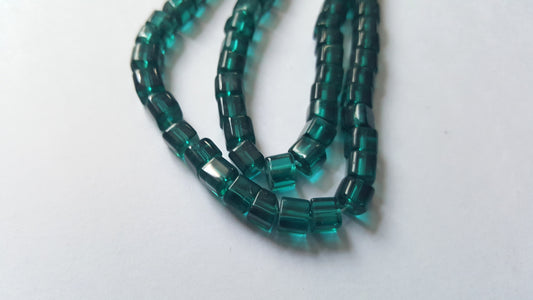 4mm glass cube beads - teal