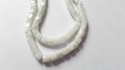 4mm glass cube beads - white