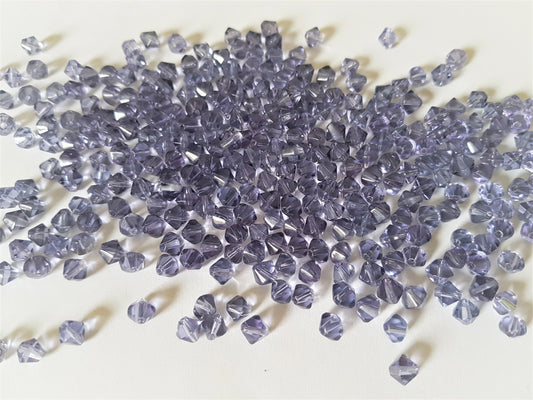 6mm glass bicone beads - purple