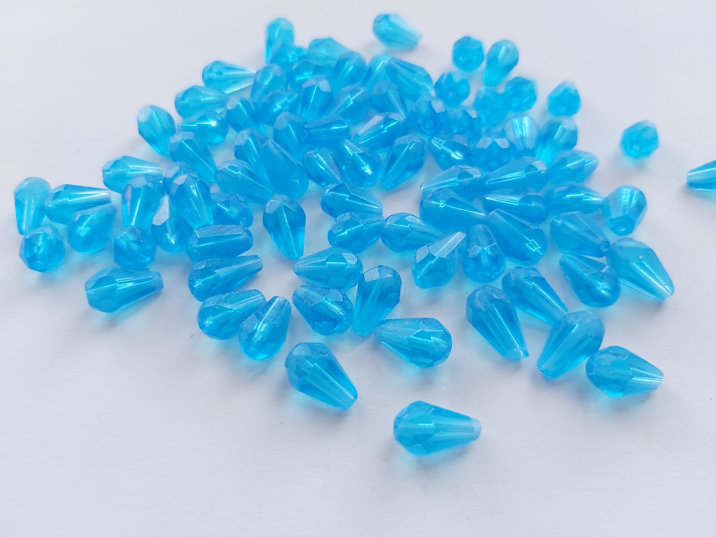 12mm faceted glass drop beads - blue