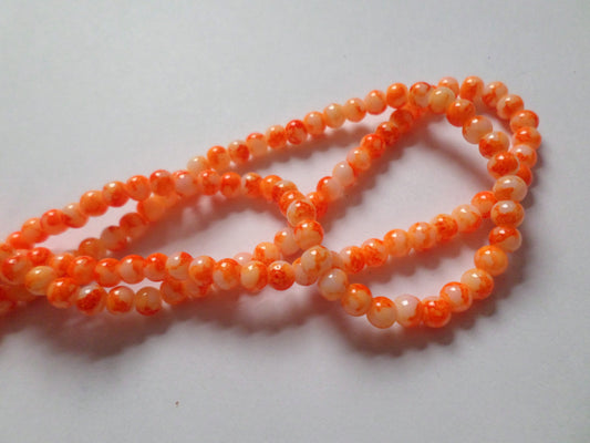 100 x 4mm Mottled Effect Glass Beads | Round Beads for Jewellery Making, Bracelets & DIY Crafts