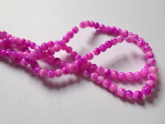 100 x 4mm Mottled Effect Glass Beads | Round Beads for Jewellery Making, Bracelets & DIY Crafts