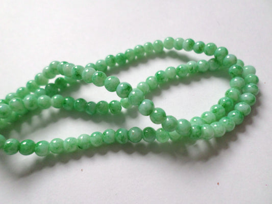100 x 4mm Mottled Effect Glass Beads | Round Beads for Jewellery Making, Bracelets & DIY Crafts