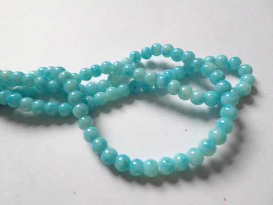 100 x 4mm Mottled Effect Glass Beads | Round Beads for Jewellery Making, Bracelets & DIY Crafts